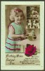 "Birthday Wishes, Fond And True",  A Real Photo-postcard,  Posted 1927?   (toy Trolley) - Ohne Zuordnung