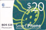 Barbados, BAR-C-2, Green Smart Phone,  2 Scans.  Chip : Gem 6b - Barbados