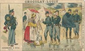 Chromo Chocolat Louit Militaire Chasseurs A Pied La Goutte A Boire - Louit