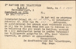 Briefkaart Kantoor Belastingen Gent 1951 - - Sonstige & Ohne Zuordnung
