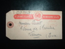 ETIQUETTE DE COLIS EMA K-2733 A 45.00 DU 16 FEVR 56 VENDOME (41 LOIR ET CHER) + ENTETE FMB - Tarifs Postaux