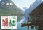 Carte Maximum Norvège, Exposition Philatélique Esbjerg 1986, Pêche Au Saumon Dans Le Fjord, 23-26-10-1986 - Maximumkarten (MC)