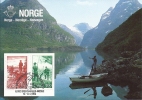 Carte Maximum Norvège, Exposition Philatélique Essen 1986, Pêche Au Saumon Dans Le Fjord, 10-13-4-1986 - Tarjetas – Máximo