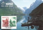 Carte Maximum Norvège, Exposition Philatélique Torshavn 1986, Pêche Au Saumon Dans Le Fjord, 26-6-29-6-1986 - Maximumkarten (MC)