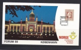 Carte Maximum Norvège, Exposition Philatélique ,forum 88,kobenhavn, Copenhague,3-6-11-1988 - Maximumkarten (MC)