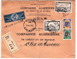 ALGERIE - 1951 - ENVELOPPE COMMERCIALE RECOMMANDEE Par AVION De ORAN Pour AIX EN PROVENCE - POSTE AERIENNE - Briefe U. Dokumente