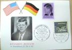 1963 GERMANY CARD FOR VISIT OF JOHN F. KENNEDY FRANKFURT CANCELATION FLAGS - Kennedy (John F.)