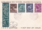 DEER, WILD PIG, WILD COCK, 1959, SPECIAL COVER, OBLITERATION CONCORDANTE, AUSTRIA - Wild