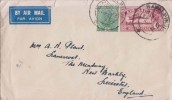 Br India King George V, Airmail Postal Stationery Envelope, Used, Rawalpindi To England, India Condition As Per The Scan - 1911-35 King George V