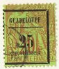 1889  Sucharge Guadeloupe  25 Centimes Sur 20 C  Tye Alphée Dubois  «centimes» 11 Mm  Yv 5  Oblitéré - Used Stamps