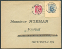 Lettre Affr. D´une Découpe De L´E.P. 50 Cent. Lion + 25 Centimes Cérès Obl. Sc JETTE 28-VI-1933 Vers Bruxelles  - 7608 - 1932 Ceres Und Mercure