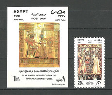 Egypt - 1997 - ( Post Day - Tutankhamen's Tomb, 75th Anniv. ) - Stamp With S/S - MNH (**) - Egyptology