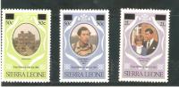 Sierra Leone 1982 Royal Wedding Surcharges Part Set 3 MNH Incl 2 Le. High Value - Sierra Leone (...-1960)