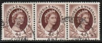 RHODESIA & NYASALAND   Scott #  145  VF USED Strip Of 3 - Rodesia & Nyasaland (1954-1963)