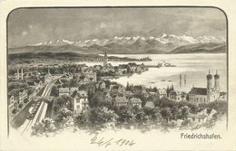 AK Friedrichshafen Ortsansicht Mit Zug & Alpen Eugen Felle ~1902 #26 - Friedrichshafen