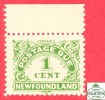 Canada  Newfoundland # J1 A Scott /Unisafe - Mint - 1 Cent - Postage Due - Dated 1839 / Affranchissement Insuffisant - Back Of Book