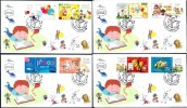 ISRAEL - 2012 - Children´s Books - A Set Of 8 Stamps With Side Tabs On 4 FDC´s - Fairy Tales, Popular Stories & Legends