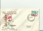 AUSTRALIA YEAR 1962- FDC 50TH ANNI.AUSTRALIAN INLAND MISSION  FLOWN TO U.KINGDOM  W/1 STAMP OF 5 PENCE  REF 11/AU - Covers & Documents