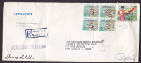 Jamaica PAN AM Registered Recommandée Einschreiben MONTEGO BAY 1974 Cover To NEW YORK USA 4-Block (2 Scans) - Jamaica (1962-...)