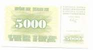 BOSNIA , 5000 DINARA 25.1.1993. P-16a , UNC - Bosnia Erzegovina