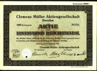 1935 Aktie Hist. Wertpapier , Clemens Müller Nähmaschinen Dresden  - 1000 Eintausend Reichsmark - Industry