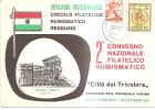 58026)cartolina Illustratoria 2° Convegno Filatelico Numismatico Città Tricolore Con 2 Valori + Annullo - Demonstrationen