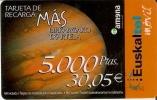 TARJETA DE ESPAÑA DE EUSKALTEL MOVIL DE 5000 PTAS MÁS (RECARGA AMENA)  PLANETA JUPITER - Astronomia