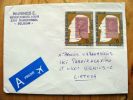 Cover Sent From Belgium To Lithuania, Stamp On Stamp - Covers & Documents