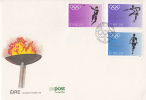 Ireland Scott #595-#597 FDC 1984 Summer Olympics - Hammer Throw, Hurdles, Running - FDC