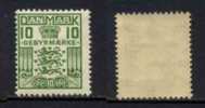 DANEMARK  / 1926-1931  TIMBRE TAXE #  20 - 10 ø VERT * / COTE 10.00 EUROS (ref T1271) - Portomarken