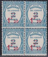 1929 - TAXE - YVERT N°64 ** MNH En BLOC De 4 - COTE = 520 EUR. - 1859-1959.. Ungebraucht