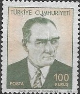 TURKEY 1971 Kemal Ataturk - Green And Flesh - 100k FU - Used Stamps