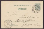 Württemberg Postal Stationery Ganzsache Postkarte (24 11 99) HEILBRONN 1900 To REUTLINGEN Bahnhof (2 Scans) - Interi Postali