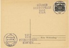 1951 Germany Postcard With Koeln Cancel And Koelner Herbstmesse 1951 Cancel - Brieven En Documenten