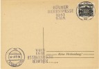 1951 Germany Postcard With Koeln Cancel And Koelner Herbstmesse 1951 Cancel - Covers & Documents