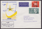 Germany Airmail Par Avion Label LUFTHANSA Wiederaufnahme 1958 Cover HAMBURG - FRANKFURT - BRÜSSEL - NEW YORK - Cartas & Documentos