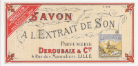 ETIQUETTE SAVON PARFUMERIE DEROUBAIX - LILLE - Etiquetas