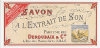 ETIQUETTE SAVON PARFUMERIE DEROUBAIX - LILLE - Etichette
