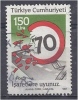 TURKEY 1987 Road Safety. - 150l. Broken Speed Limit Sign And Road FU - Gebruikt