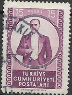 TURKEY 1952 Kemal Ataturk - 15k Violet (medallion) FU - Oblitérés