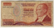 TURQUIE  -  TURKEY  -  20000  Türk Lirasi  -  1970  - - Turkey