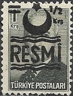 TURKEY 1955 Official - Inonu  - 1/2 K. On 1k - Black MNG - Official Stamps