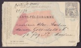 France Postal Stationery Ganzsache Entier Carte-Télégramme 1882 (2 Scans) - Neumáticos