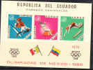 OLYMPICS - ECUADOR - 1968  - MEXICO SOUVENIR SHEETS ( BOTH)   IMPERFORATE MINT NEVER HINGED - Zomer 1968: Mexico-City