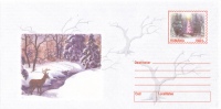 DEER, WINTER VIEW, 1999, COVER STATIONERY, ENTIER POSTAL, UNUSED, ROMANIA - Game