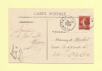 Convoyeur Tlemcen A Oran - 19 Juil 1909 - Sur Cpa Oudjda - Type Semeuse - Posta Ferroviaria