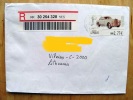 Registered Cover Sent From Spain To Lithuania, ATM Stamp Car Auto Rolls Royce - Storia Postale