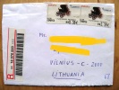 Registered Cover Sent From Spain To Lithuania, ATM Stamp Spider Con Capota - Covers & Documents