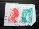 France - 1977-1981 - Used - Sabine, Liberte - Blue-green, Red - Definitives  - 0.2 Fr, 1.6 Fr - On Paper - 1977-1981 Sabine Of Gandon