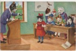 CARTE FANTAISIE  CHATS  A L'ECOLE - Animaux Habillés